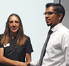 Cheryl Hird (left) thanks Sagadevan Kanniappen after the presentation.